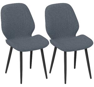 HOMCOM Set 2 Sedie da Pranzo Moderne Imbottite con Schienale Ricurvo, in Tessuto Effetto Lino, Schiuma e Acciaio, 46x56x86cm, Grigio e Nero| Aosom Italy
