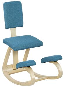HOMCOM Sedia Inginocchiatoio Dondolante in Tessuto Effetto Lino e Legno di Betulla, 51x84x93 cm, Blu Scuro | Aosom Italy