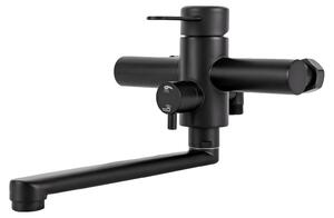 Miscelatore da cucina, montaggio a parete, girevole a 360°, colore nero
