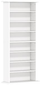 HOMCOM Scaffale Porta CD con 6 Ripiani Regolabili, Capacità di 360 CD/185 DVD, 58x24x124.5 cm, Bianco | Aosom Italy