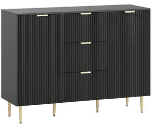 HOMCOM Credenza Moderna con 3 Cassetti, 2 Armadietti e Ripiani Regolabili, Legno e Metallo, Nero | Aosom Italy