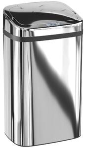 HOMCOM Bidone per Rifiuti da 30L con Sensore per Apertura e Chiusura Automatica, 33x25x57.5 cm, Argento | Aosom Italy