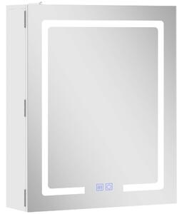 HOMCOM Armadietto Bagno con Specchio, Luce LED Regolabile e Sistema Antiappannamento, 50x15x60 cm, Bianco | Aosom Italy