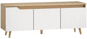 HOMCOM Mobile TV 55" max a 3 Sezioni con Ripiano Regolabile, in Legno, 120x35x45.5 cm, Bianco e Rovere | Aosom Italy
