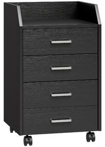 Vinsetto Cassettiera Piccola con 4 Cassetti, Mobiletto Verticale su Ruote, 40 x 36 x 65 cm, Effetto Legno Nero | Aosom Italy