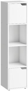 HOMCOM Libreria con 2 Armadietti e Ante, Scaffale a 4 Ripiani, Bianco | Aosom Italy
