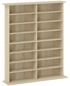 HOMCOM Mobile Libreria Porta CD a 16 Ripiani, Design Moderno, in Legno, 106.5x24x126.3 cm, Naturale | Aosom Italy