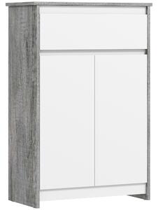 Kleankin Mobile Bagno Autoportante con Cassetto e Ante Doppie, Grigio-Bianco | Aosom Italy