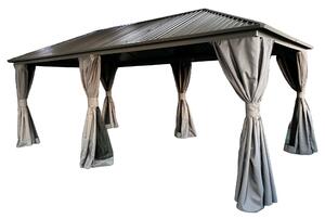 Gazebo Sardegna 3x6 in metallo con tende Garden Point antracite