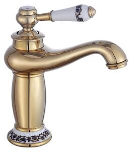 Rubinetto per lavabo - Miscelatore monocomando - Interasse 20 cm - Montaggio a vista - Ottone - Acqua calda/fredda - G3/8 - Oro