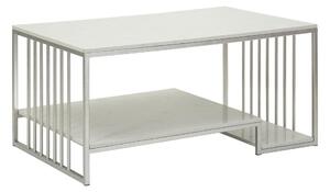 Tavolinetto 3 ripiani LEAF, design dorato con motivi di foglie dimensioni 90x60x 45 cm struttura Silver e Bianco