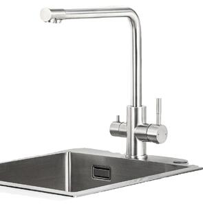 Rubinetto da cucina, attacco acqua a 3 vie, rotazione a 360°, cromato, filettatura G3/8