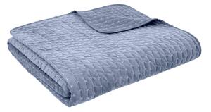 Copriletto blu in velluto con rivestimento trapuntato 240x260 cm Attica Velvet – Bianca