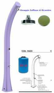 Doccia da Esterno in Resina A riscaldamento solare HAPPY XL CON LAVAPIEDI 35 lt Dimensioni 26x20,5x h 220 cm - peso 13 kg Colore Viola