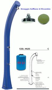 Doccia da Esterno in Resina A riscaldamento solare HAPPY XL CON LAVAPIEDI 35 lt Dimensioni 26x20,5x h 220 cm - peso 13 kg Colore BLU