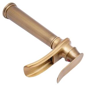 Rubinetto per lavabo a cascata - Rubinetto per lavabo - Monocomando - Acqua calda e fredda - Montaggio a incasso - Ottone massiccio - Stile retrò - Oro