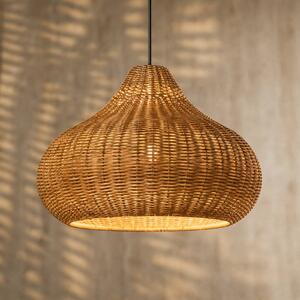 Lucande lampada a sospensione da esterno Taniola, 1 anta, beige, rattan, IP44 Taniola Lucande, dimmerabile, Legno chiaro, Legno, Campagna / Rustiche