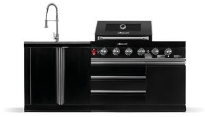 BLACKBACK S8 cucina da esterno, barbecue a gas con lavello, acciaio inox, nero