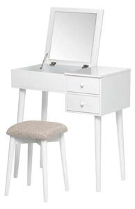 Tavolino da toilette bianco con specchio, portagioie e 2 cassetti Beauty - Bonami Essentials