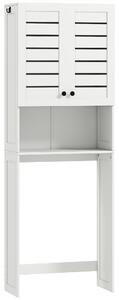 HOMCOM Mobile Sopra WC con Armadietto a 2 Ante e Ripiano Aperto, in Legno Bianco, 67x31.5x190 cm | Aosom Italy