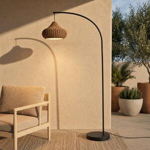 Lucande lampada da terra esterno Taniola, beige, rattan, 195 cm, IP44 Taniola, Legno chiaro, Legno, Campagna / Rustiche