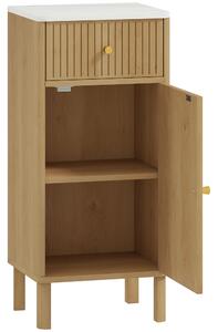 HOMCOM Mobiletto per bagno, con piano effetto marmo e cassetto 36 x 30 x 80 cm, Rovere | Aosom Italy