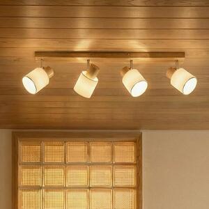 Lindby Wanessa, faretto da soffitto, 67 cm, a 4 luci, legno, bianco, E14 Wanessa Lindby, dimmerabile, Legno chiaro, Soggiorno / Sala da pranzo, Legno, Moderno, Faretto