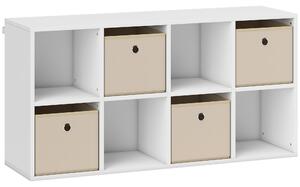 HOMCOM Libreria a Cubi con 8 Comparti e 4 Cassetti di Tessuto, 105,9x30x53,7 cm, Bianco e Beige | Aosom Italy