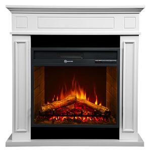 Camino elettrico caminetto da terra JEFFERSON in legno Bianco L 89,5 x H90,5 x P28