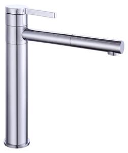 Rubinetto per lavabo - Modello alto - Bocca girevole a 360° - Montaggio a vista - Corpo e valvola in acciaio inossidabile - Attacco G3/8 - Argento