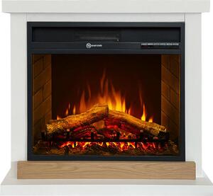 Camino elettrico caminetto da terra Stoccolma in legno bianco L75xP28xH70 cm