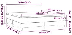 Letto a Molle Materasso e LED Grigio Chiaro 160x200 cm Tessuto