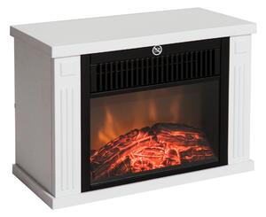 Camino Elettrico da Terra 600-1200W con Effetto Fiamma in Plastica e Vetro Temperato Bianco