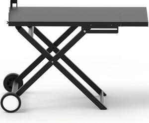 Carrello barbecue - Carrello pieghevole - 2 ruote - Ghisa - Smalto porcellanato - Facile da montare - Portatile