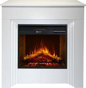 Camino elettrico caminetto da terra BELLINI in legno Bianco Italy L96 x P35 x H96