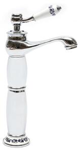 Rubinetto per lavabo - Miscelatore monocomando - Acqua calda/fredda - Ottone - Cartuccia in Vetroceramica - Montaggio a colonna - Attacco G3/8 - Argento