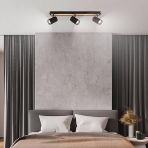 Briloner Faretto da soffitto Duta, lunghezza 70 cm, nero/colore legno, a 3 luci. dimmerabile, Nero, Soggiorno / Sala da pranzo, Metallo, Faretto alogeno