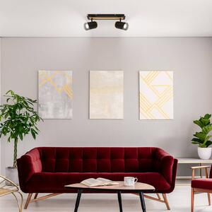 Briloner Faretto da soffitto Duta, lunghezza 40 cm, nero/colore legno, a 2 luci. dimmerabile, Nero, Soggiorno / Sala da pranzo, Metallo, Faretto alogeno