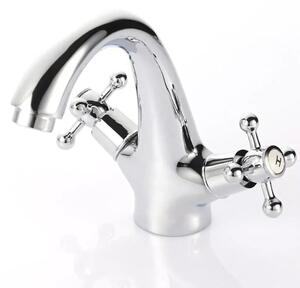 Rubinetto retrò antico - Rubinetto per lavabo - Montaggio a vista - Corpo in metallo - Valvola interna in acciaio inossidabile - Attacco da 1,27 cm - Argento