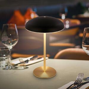 Briloner Lampada LED da tavolo ricaricabile Brilo unplugged Caxa, nero/ottone dimmerabile, Nero, Metallo