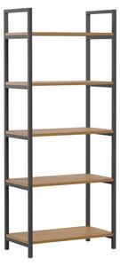 RUNTOP Libreria A Scala Industriale 4 Ripiani, Struttura In Metallo E Legno MDF, Marrone Rustico, Scaffale Autoportante Per Soggiorno, Camera, Ufficio