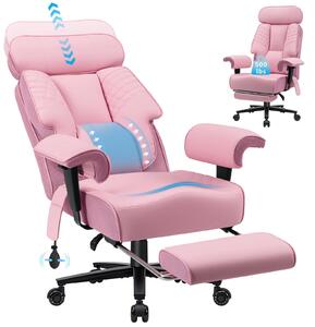 Sedia da ufficio, poggiatesta regolabile, supporto lombare, pelle rosa