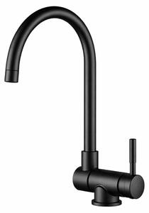 Aquanello. Miscelatore da cucina in acciaio inossidabile massiccio, con erogatore orientabile, colore nero, modello BL-1012-FM