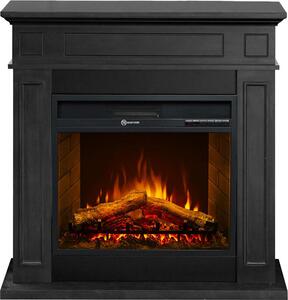 Camino elettrico caminetto da terra JEFFERSON in legno Nero L 89,5 x H90,5 x P28