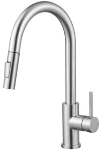 Rubinetto da cucina con soffione estraibile, realizzato in acciaio inossidabile resistente e finitura cromata