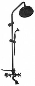Slezák-RAV Miscelatore per bagno MORAVA RETRO con soffione e doccetta, Colore: nero opaco, Dimensioni: 150 mm