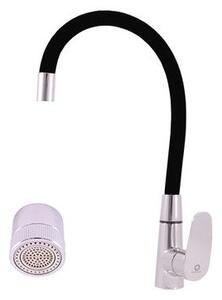 Miscelatore per lavello con braccio flessibile e perlatore a due posizioni AMUR, Colore: cromo/nero, Dimensioni: 1/2'' (AM719.5/11C)