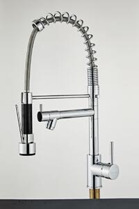 Rubinetto da cucina Aquanello Gastro con funzione spray professionale, cromato, modello CR-4402-GT