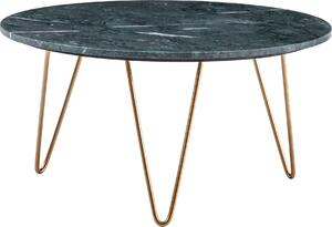 WOHNLING Tavolino da caffè in vero marmo verde 70x70x35 cm Tavolo da divano in metallo oro treppiede Tavolo da soggiorno Tavolo rotondo moderno in marmo Tavolo da salotto Tavolo da caffè grande