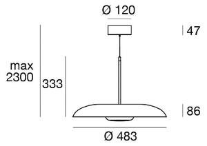 Linea Light Lampada LED a sospensione Basin_P, bianca, metallo, Ø 49 cm, IP40 dimmerabile, Bianco / Opale, Soggiorno / Sala da pranzo, Alluminio, Moderno